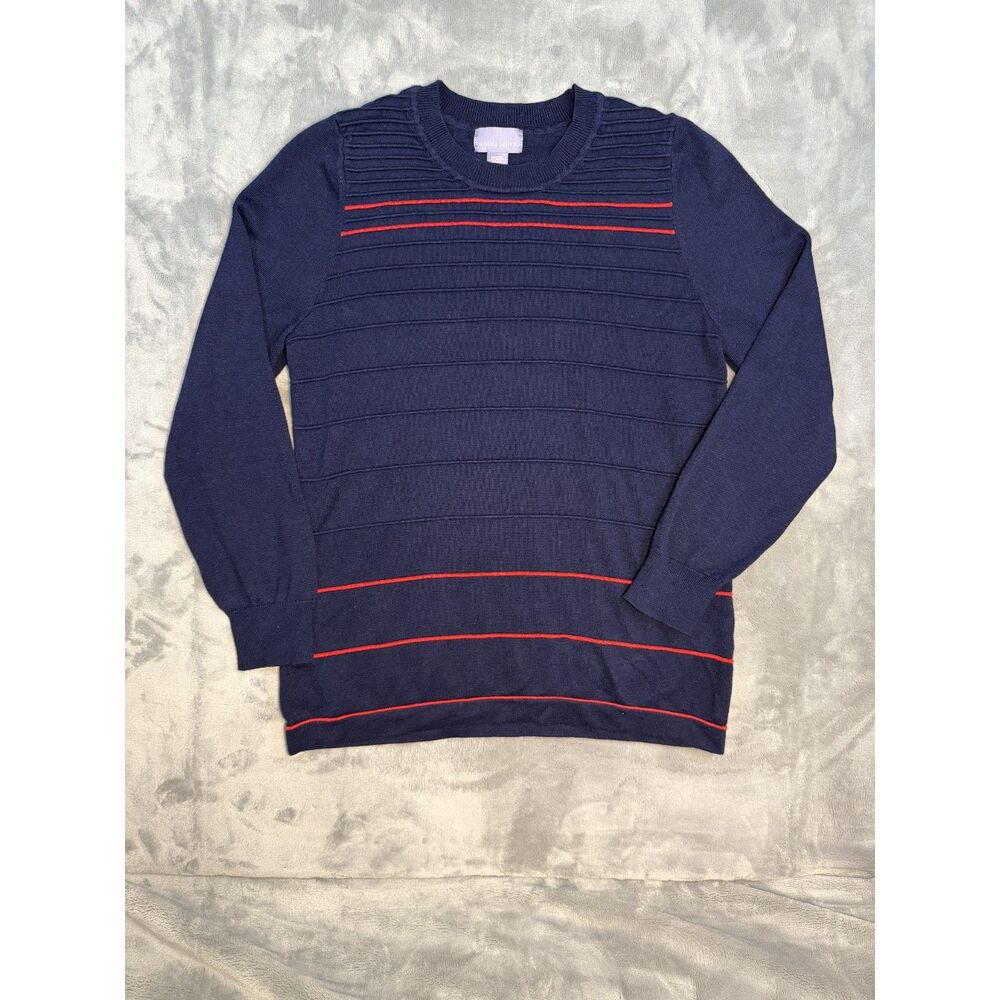 Laura Scott, Blue & Red Ribbed Sweater - Women's Large